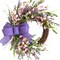 18 Inch Summer Forsythia & Lavender Wildflower Wreath for Front Door – Rustic Farmhouse Artificial Flower Wreath with Burlap Bow for Indoor and Outdoor Home Decor